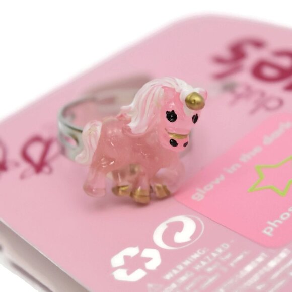 Claires Club Unicorn Jewelry Set Necklace Bracelet Ring Pink Glow in the Dark - Picture 7 of 9